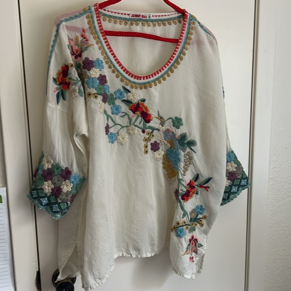 JOHNNY WAS Embroidered Top -Oversized Small